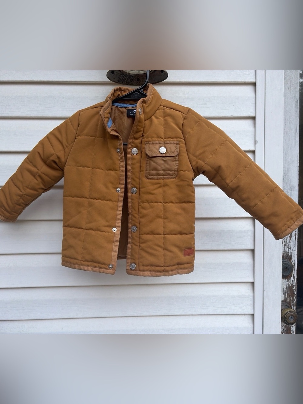 7 For All Mankind Boys 3T Brown Quilted Jacket Snap Front